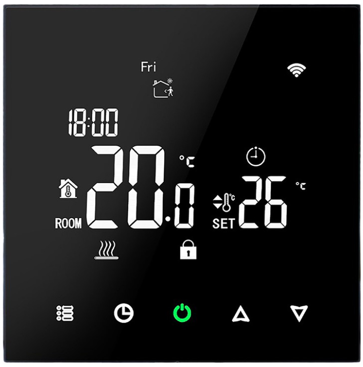 Chytrý WiFi termostat Elektrobock PT740B-NP pro řízení vytápění, černý