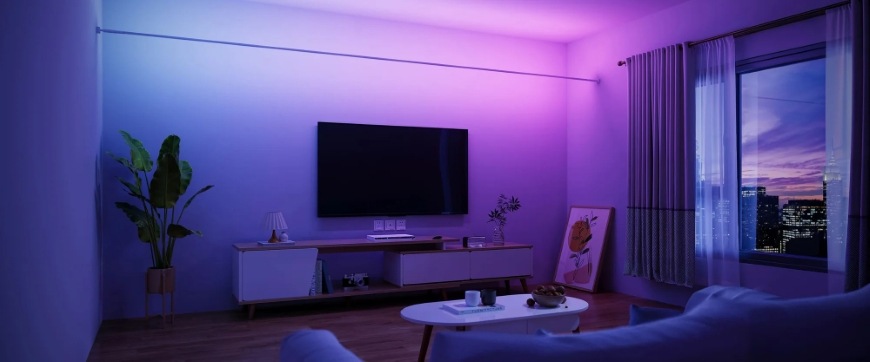 LED pásek Govee Skyline RGBICWW, Matter, 4m bílý Plynulé barevné přechody na zdi díky pásku Govee Skyline RGBICWW