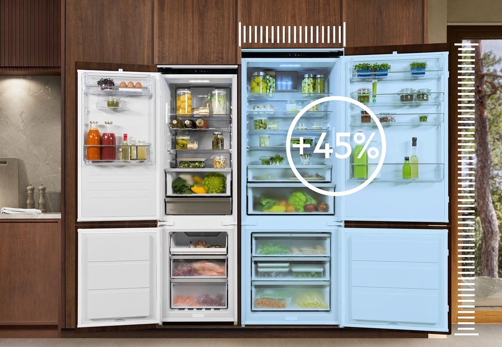 Porovnání běžné lednice Electrolux a lednice Electrolux MaxiSpace.