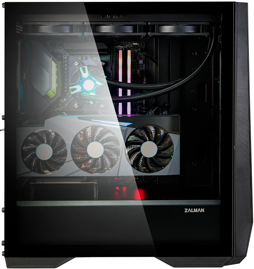 Case Zalman Z9 Iceberg černá Boční pohled na PC skříň Zalman Z9 Iceberg