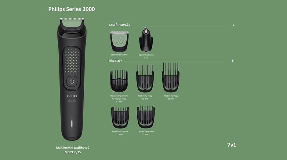 Philips Series 3000 MG3930/15 včetně nástavců 7 v 1