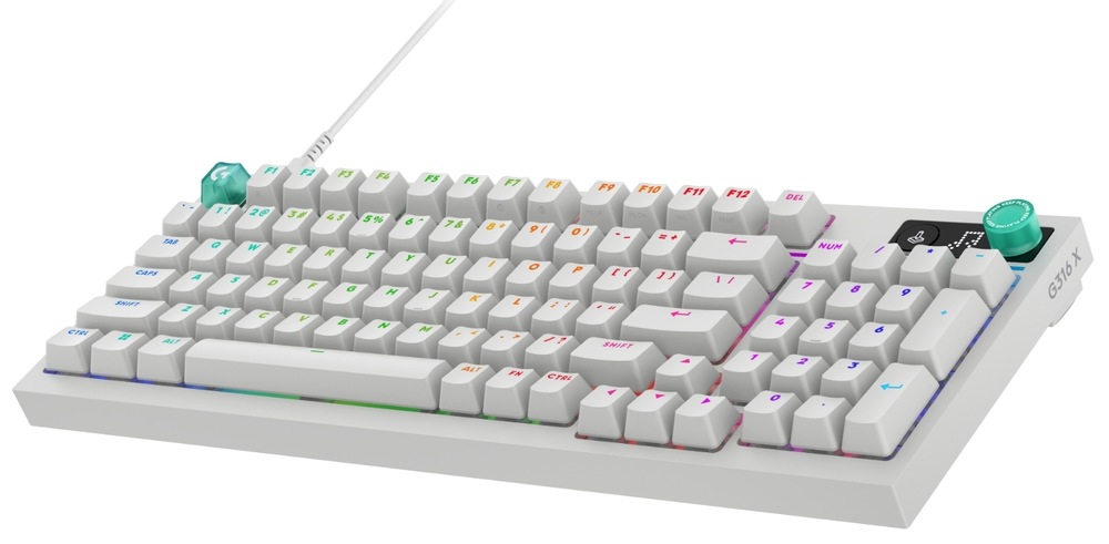Klávesnice Logitech G316 X 98, US INT'L layout bílá Kompaktní herní klávesnice Logitech G316 X 98 s RGB podsvícením