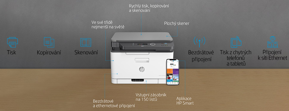 Tiskárna multifunkční HP Color Laser MFP 178nw šedá/bílá