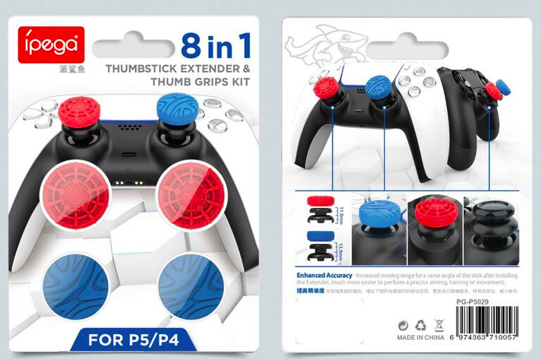 Opěrky pro palce iPega P5029A pro PS5/PS4 4ks červený/modrý