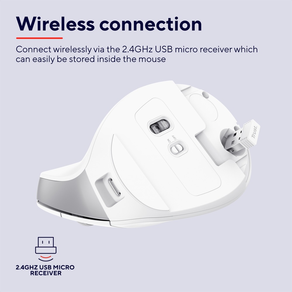 Myš Trust Bayo II Ergonomic Wireless bílá Myš Trust Bayo II Ergonomic Wireless bílá