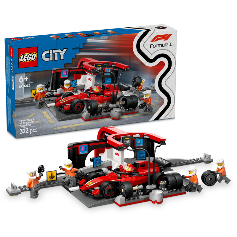 Stavebnice LEGO® City 60443 Zastávka v boxech F1® a personál s vozem Ferrari