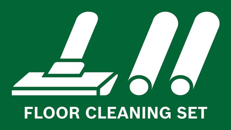 Grafika FLOOR CLEANING SET s ikonou podlahové hubice a prodlužovacích trubic