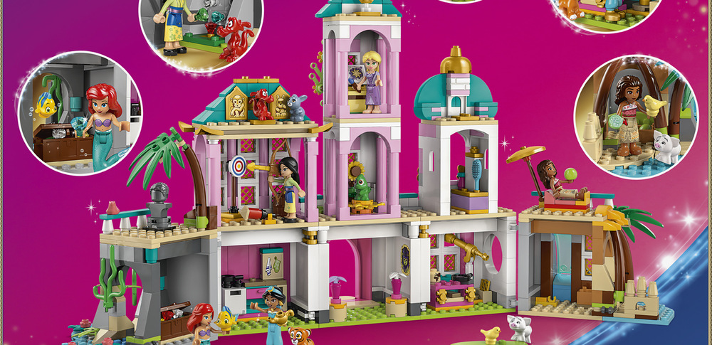 Stavebnice LEGO® │ Disney 43267 Hrad princezen a královští domácí mazlíčci Stavění hradu z 787 dílků usnadňuje aplikace LEGO Builder a hotový model ozdobí dětský pokoj.