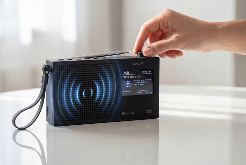 Radiopřijímač s DAB+ Sencor SRD 7790B černý Ladění stanic na radiopřijímači DAB+ Sencor SRD 7790B