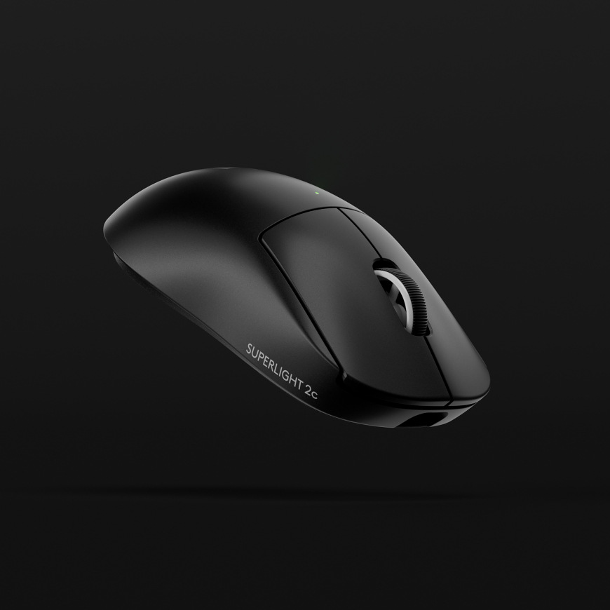 Myš Logitech G PRO X Superlight 2c SE v černém provedení z nadhledu na tmavém pozadí