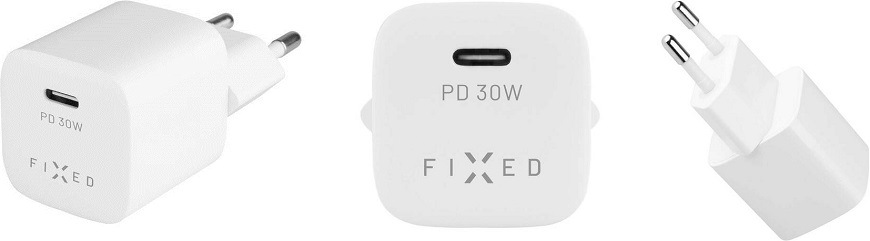 Nabíječka do sítě FIXED Mini 1x USB-C PD 30W + USB-C kabel 1m bílá FIXED Mini
