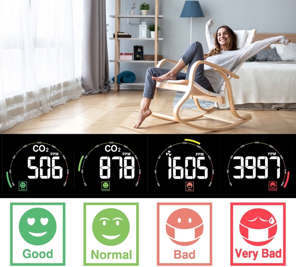 Měřič kvality vzduchu Airbi CO2AIR černý