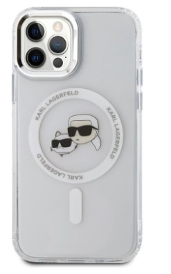 Kryt na mobil Karl Lagerfeld K&CH Heads Metal Frame na Apple iPhone 12/12 Pro, MagSafe průhledný Kryt na mobil Karl Lagerfeld K&CH Heads Metal Frame na Apple iPhone 12/12 Pro, MagSafe průhledný