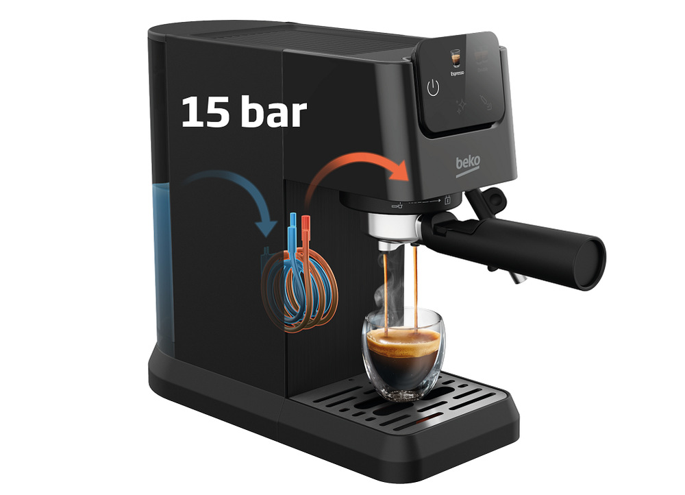 Pákový kávovar Beko Caffe experto CEP5302B černý Pákový kávovar Espresso Beko CEP5302B, černá, tlak čerpadla 15 bar