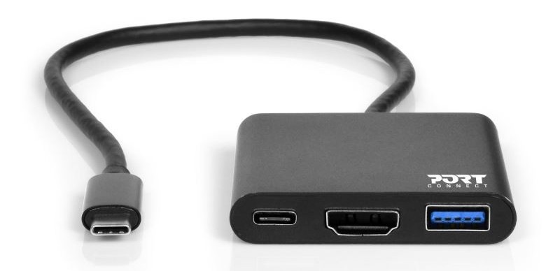 USB Hub PORT CONNECT USB-C/HDMI, USB 3.0, USB-C 60W černý