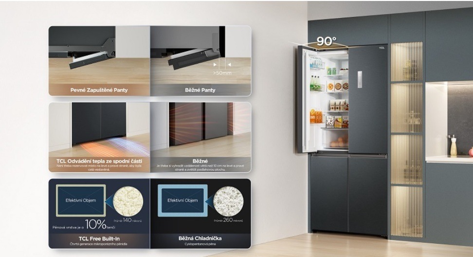 Americká lednice TCL RC456CSD0 stříbrná