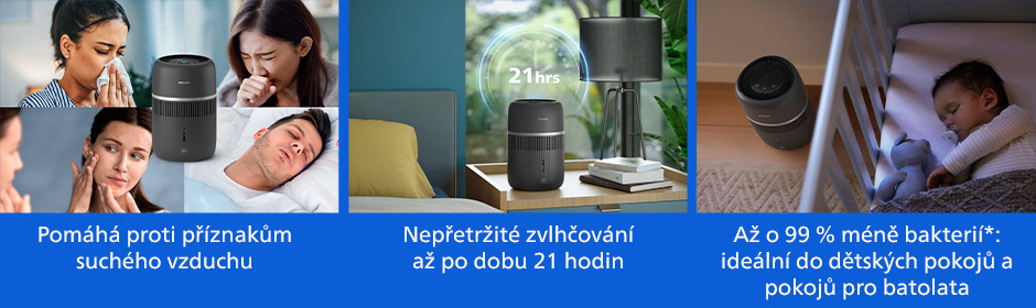Zvlhčovač vzduchu Philips HU4210/03 4000 Series zajišťující dlouhodobé a hygienické zvlhčování vzduchu.