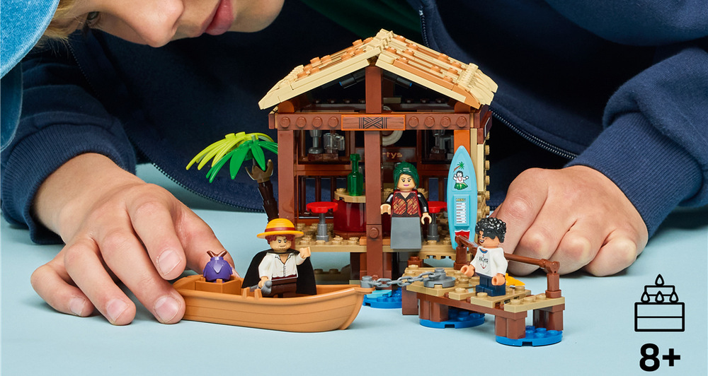 Stavebnice LEGO® ONE PIECE 75636 Chatrč v Mlýnové vesnici Model z 299 dílků nabízí barevnou dekoraci a díky aplikaci LEGO Builder také interaktivní 3D návod.