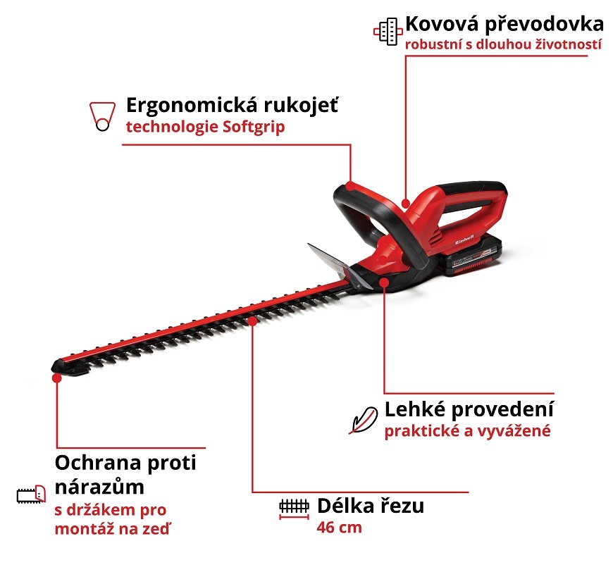 Nůžky na živý plot Einhell GE-CH 1846 Li Kit (s baterií)