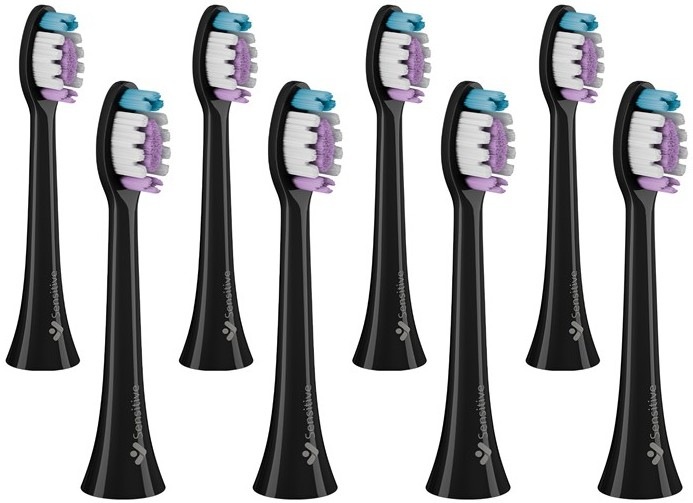 Náhradní hlavice TrueLife SonicBrush Clean-series heads Sensitive black 8 pack pro citlivé zuby