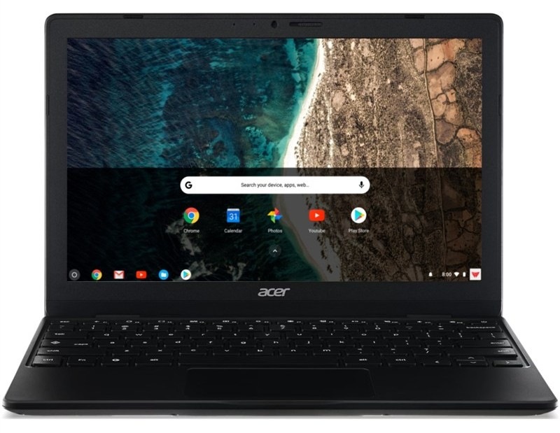Otevřený a zapnutý notebook Acer Chromebook 311 (CBOA311-2H-8125) s Chrome OS