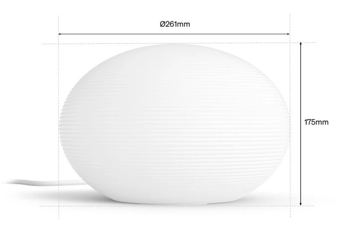 Rozměry stolního svítidla Philips Flourish s výškou 175 mm a průměrem 261 mm