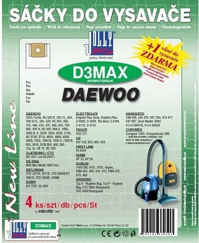 Sáčky do vysavače Jolly MAX D 3 (4+1ks) kompatibilní s vysavači DAEWOO
