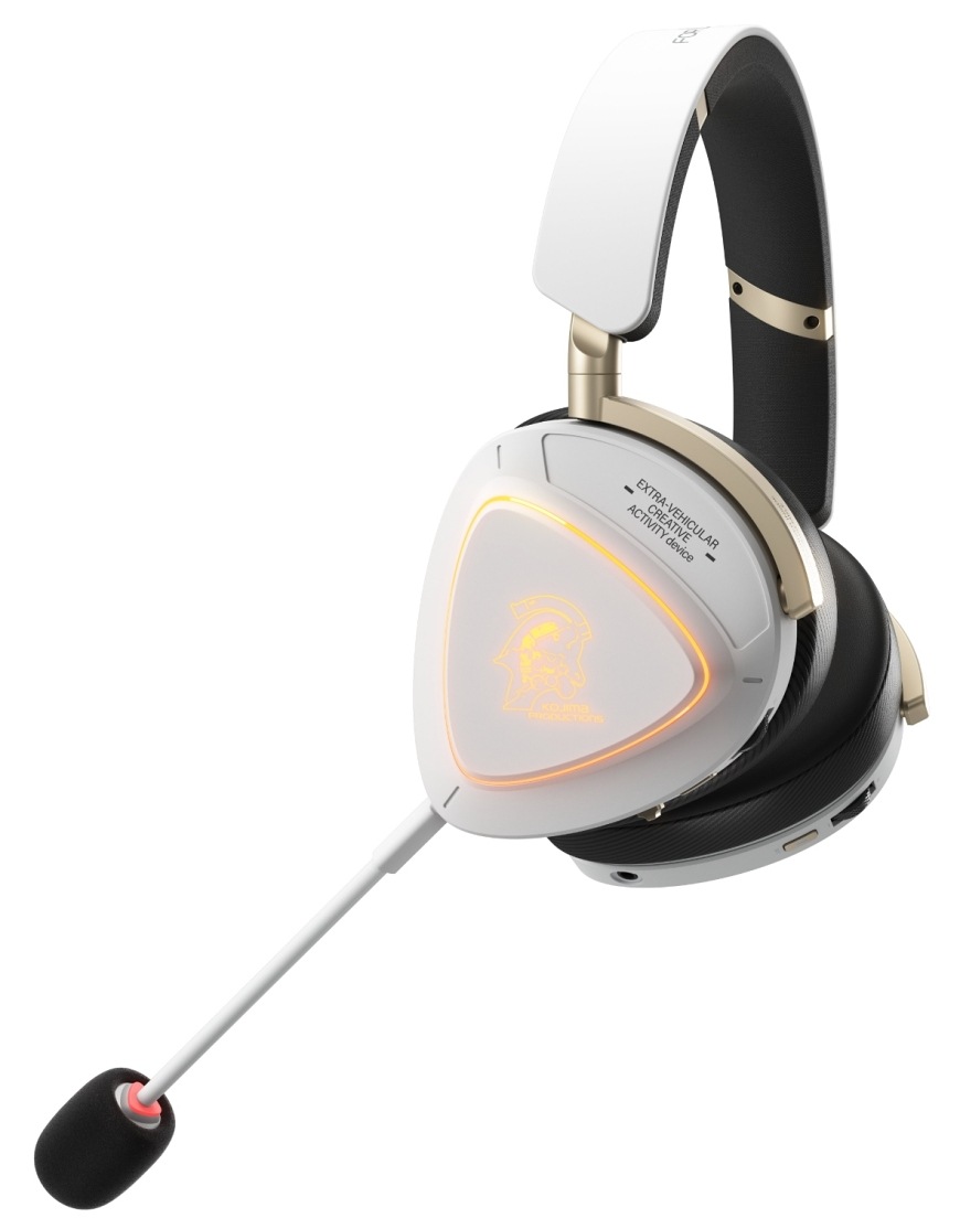 Headset Asus ROG Delta II-KJP bílý Herní headset Asus ROG Delta II-KJP v bílo-zlatém provedení s odnímatelným mikrofonem na bílém pozadí
