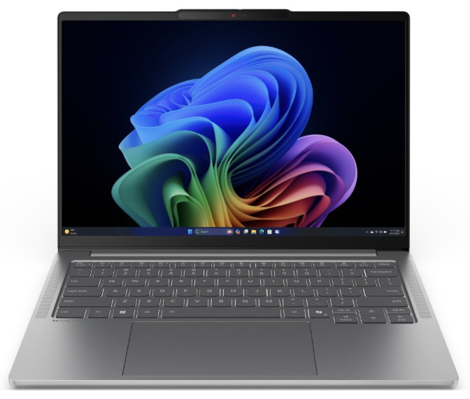 Notebook Lenovo IdeaPad Pro 5 14IAH10 šedý Šedý notebook Lenovo IdeaPad Pro 5 14IAH10 otevřený s 14″ displejem a klávesnicí