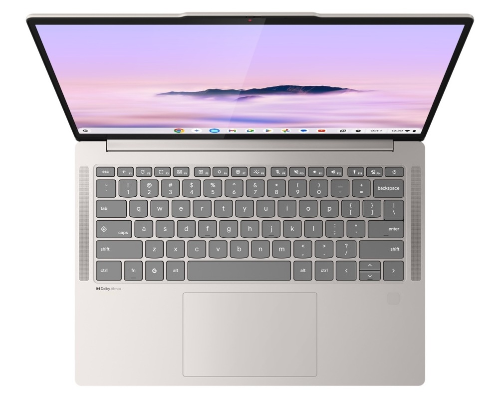 Notebook Lenovo Chrome 14M9610 béžový O hladký chod všech online aplikací a multitasking se stará osmijádrový procesor Mediatek Kompanio Ultra 910 s frekvencí až 3,63 GHz