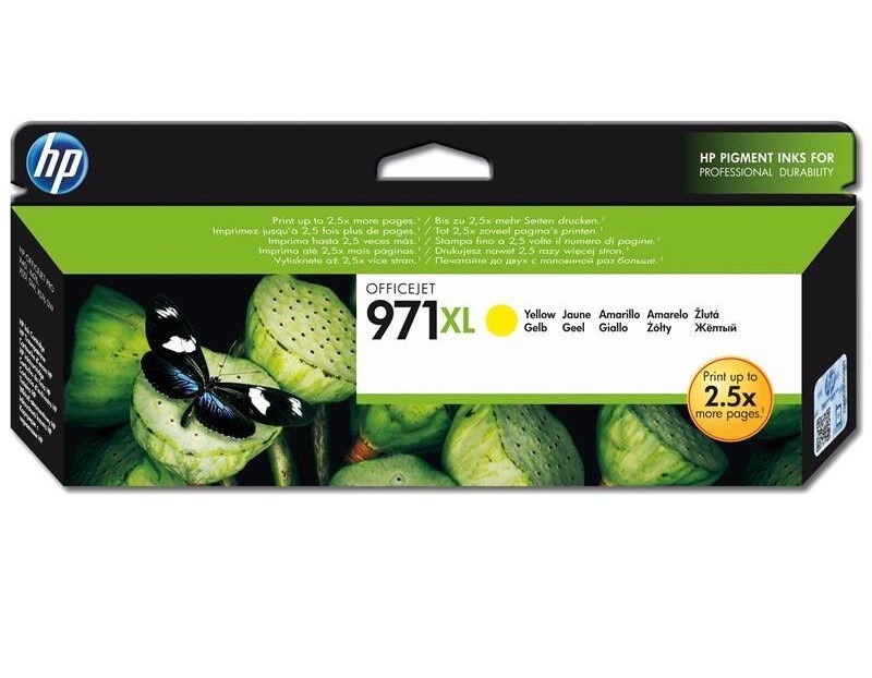 Inkoustová náplň HP 971XL, 6 600 stran - žlutá