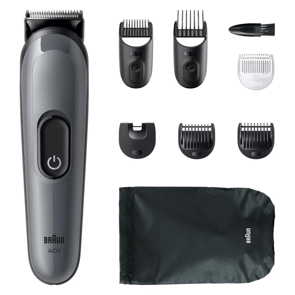 Zastřihovač multifunkční Braun Series 3 AIO3540 šedý Zastřihovač multifunkční Braun Series 3 AIO3540 šedý
