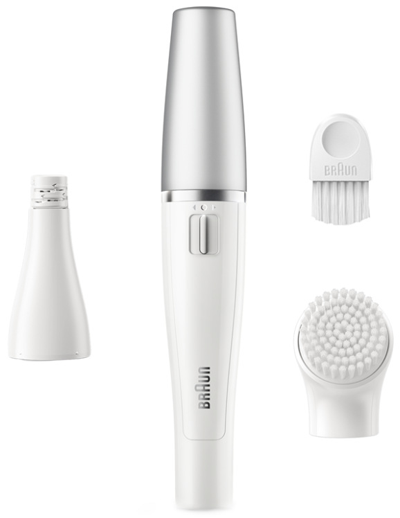 Obličejový epilátor Braun FaceSpa 810 v bílo-stříbrném provedení s čisticími nástavci