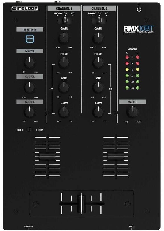 DJ mixážní pult Reloop RMX-30 BT v černém provedení s přehledným ovládacím panelem