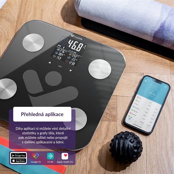 Osobní váha TrueLife FitScale W6 BT Black černá/sklo Osobní váha TrueLife FitScale W6 BT Black černá/sklo