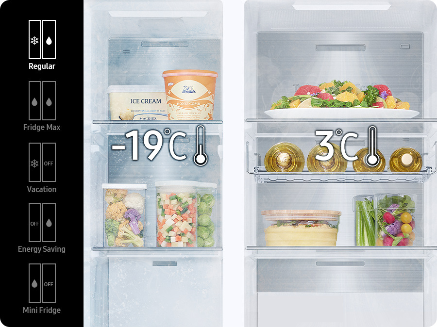 Americká lednice Samsung RS80F66KBFEO černá Plná lednice a výčet 5 režimů chlazení