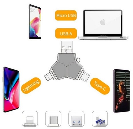 USB Flash Viking 64GB, USB/USB-C/Micro USB/Lightning černý