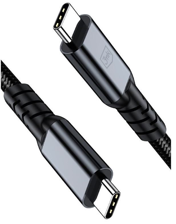 Nabíjecí kabel 3mk s konektory USB-C, černá barva