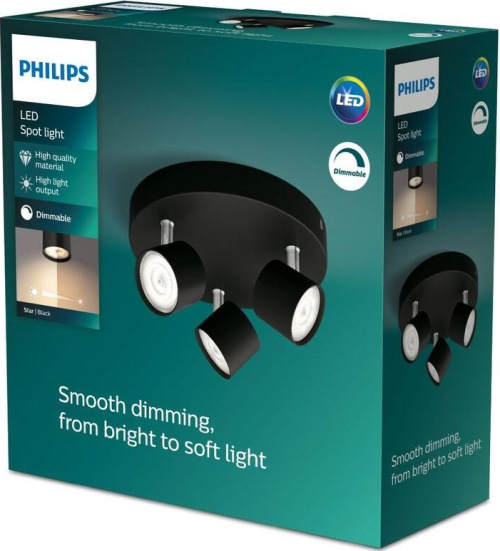 Bodové svítidlo Philips Star, 3xLED černé Bodové svítidlo Philips Star, 3xLED černé