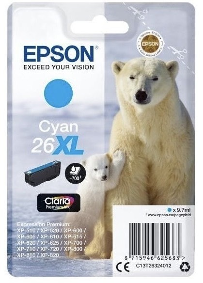 Inkoustová náplň Epson 26XL, 700 stran azurová