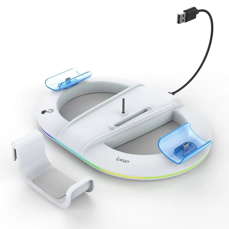 Dokovací stanice iPega P5S045 s RGB pro PS5/PS5 Slim bílá