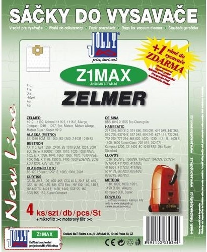 Sáčky do vysavače Jolly MAX Z 1 do vysav. ZELMER v počtu 4 ks s mikrofiltrem a motorovým filtrem