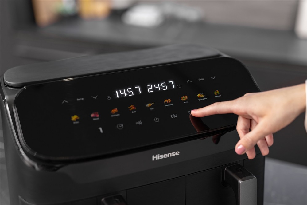 Fritéza horkovzdušná Hisense HAF2700DHA DUAL HEATER černá Horkovzdušná fritéza Hisense HAF2700DHA dotykový displej