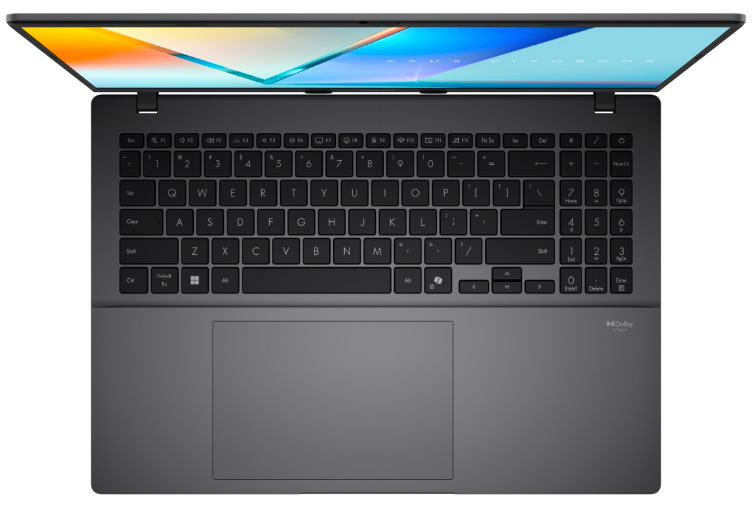Klávesnice s numerickou částí a rozměrný touchpad notebooku ASUS Vivobook S16