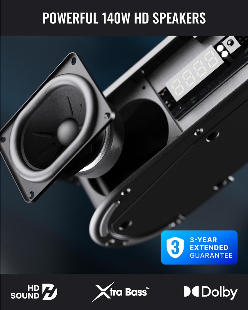 Soundbar Majority Bowfell Axis 2.1 černý Grafické znázornění konstrukce soundbaru Majority Bowfell Axis 2.1 s HD reproduktory