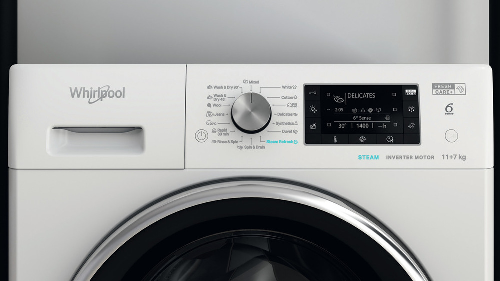 Pračka/sušička Whirlpool Fresh Care FFWDD 1176258 BCV EE, bílá, přehledný displej