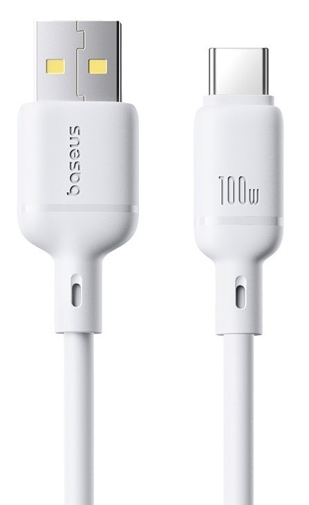 Kabel Baseus Silky USB/USB-C, 100W, 1m bílý