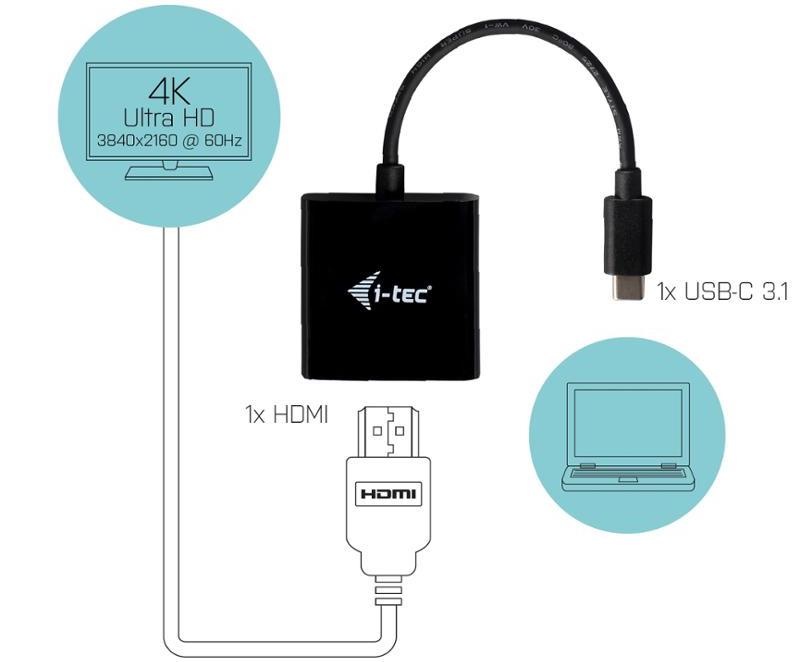 Redukce i-tec USB-C/HDMI 4K/60 Hz černá