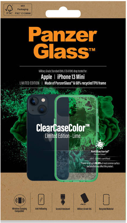 Kryt na mobil PanzerGlass ClearCaseColor na Apple iPhone 13 mini zelený/průhledný