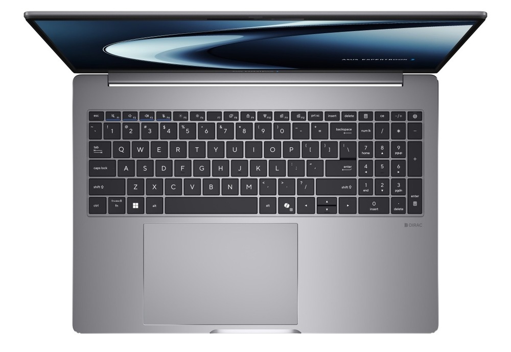 Notebook Asus ExpertBook P5 G2 šedý Pohled shora na klávesnici notebooku Asus ExpertBook P5 G2